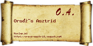 Orsós Asztrid névjegykártya